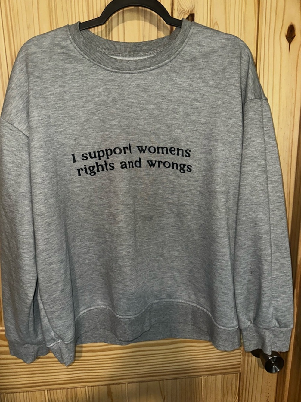Grey Crewneck Sweatshirt with Black Slogan